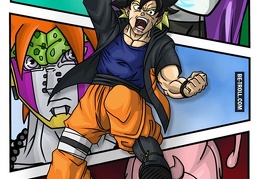 Goku en tenue de Naruto avec un chidori attack